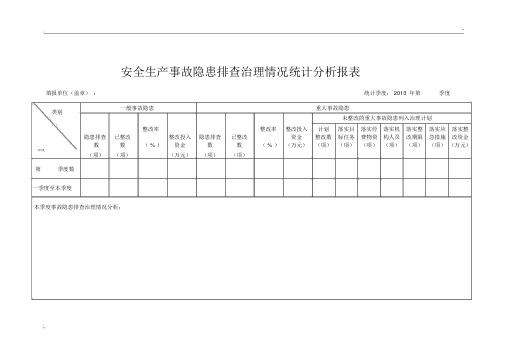 安全生产事故隐患排查治理情况统计分析报表