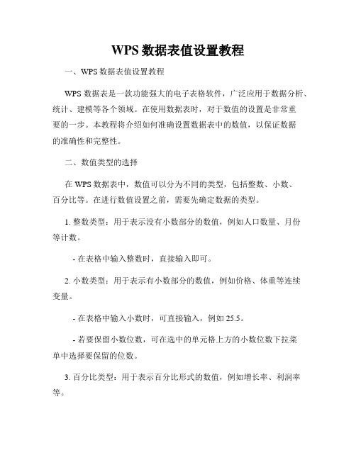 WPS数据表值设置教程