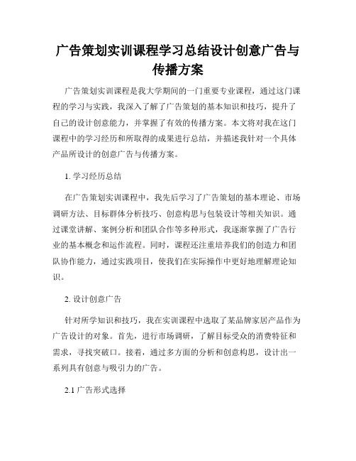 广告策划实训课程学习总结设计创意广告与传播方案