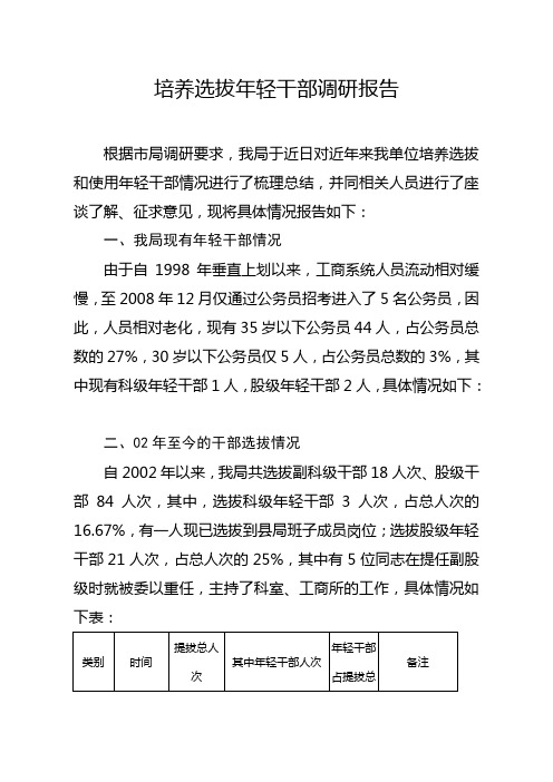 做好培养选拔优秀年轻干部工作的调研报告