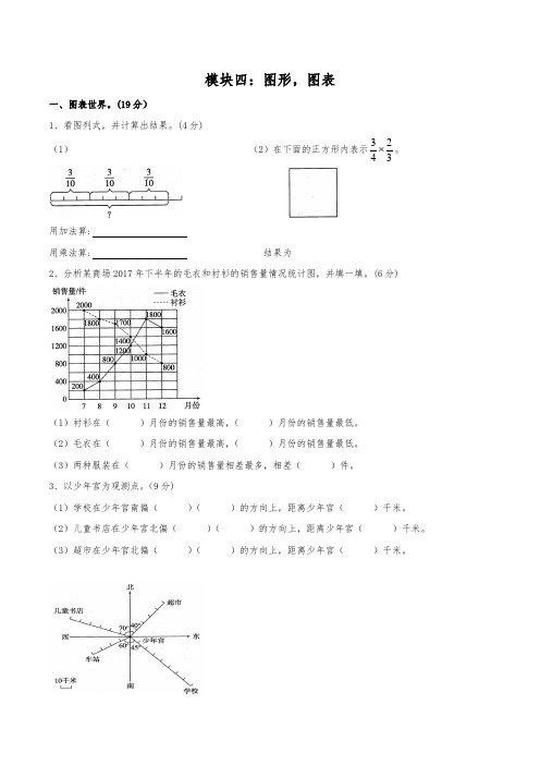 北师大五年级下数学期末模块专题复习4：图形,图表(精选各区期末真题)