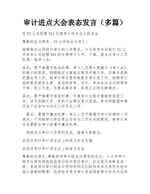 审计进点大会表态发言(多篇)