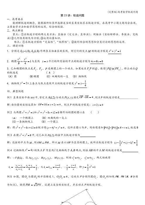 (完整版)高考数学轨迹问题