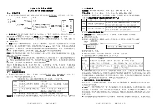 八年级下册生物复习资料