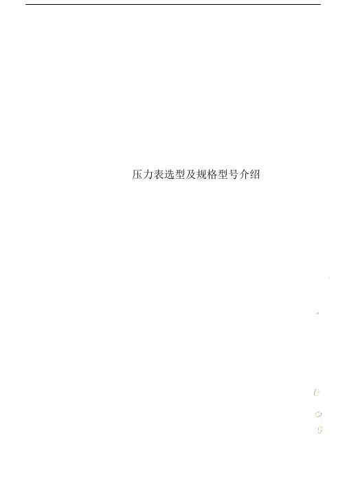 压力表选型及规格型号介绍.docx