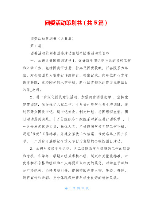 团委活动策划书(共5篇)