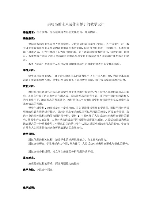 必修一高中地理《问题研究崇明岛的未来是什么样子》教案