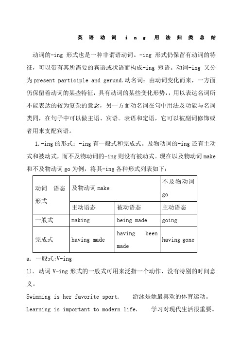 动词ing用法归类总结好