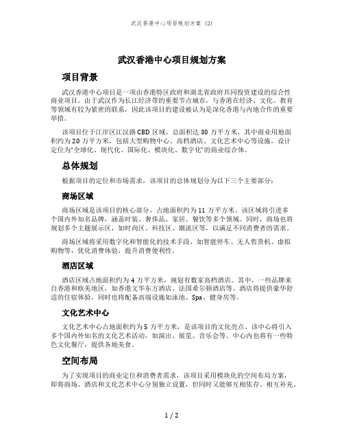 武汉香港中心项目规划方案 (2)