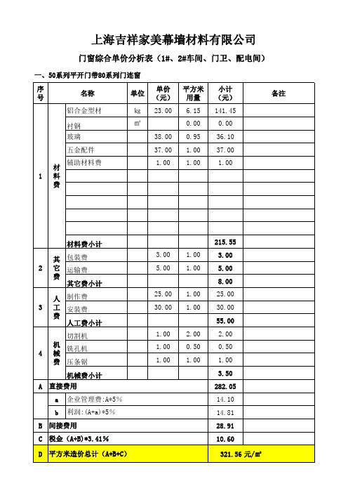 门窗报价单(样板)