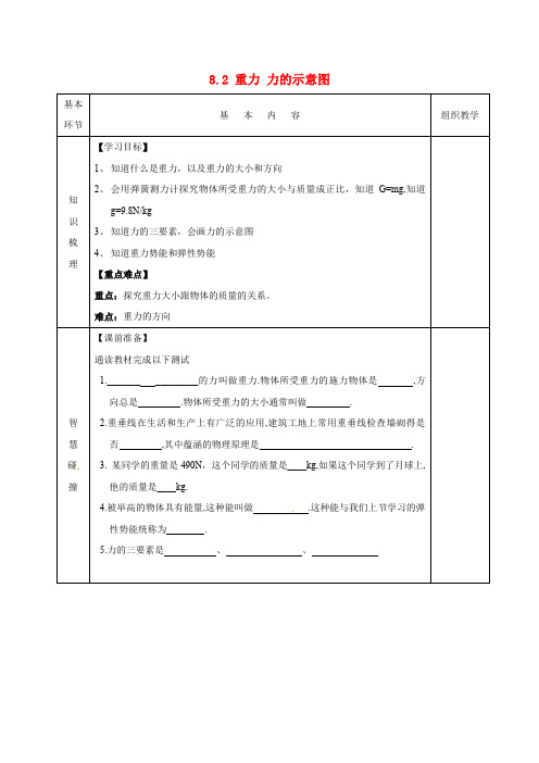 [苏科版]八年级物理下册8.2 重力 力的示意图导学案