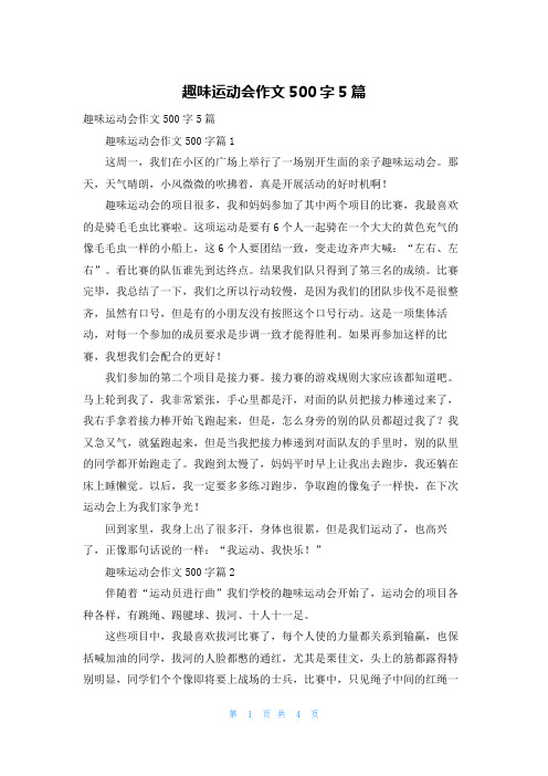 趣味运动会作文500字5篇