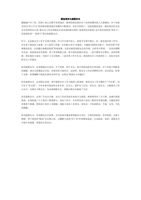 鲶鱼效应与虚假安全