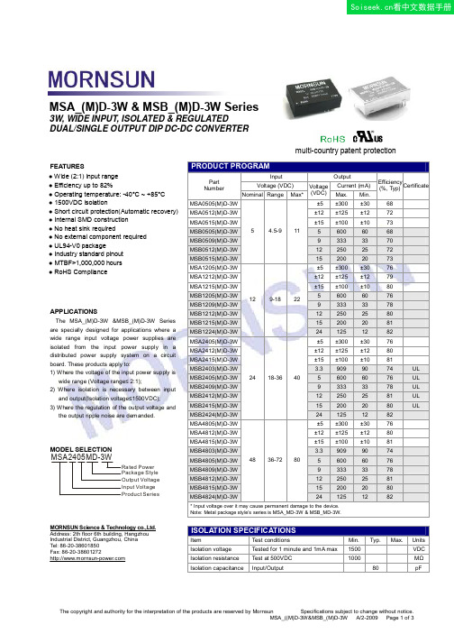 MSA0505MD-3W数据手册...