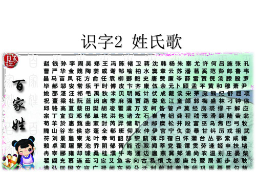 部编语文一年级下册  识字2 姓氏歌