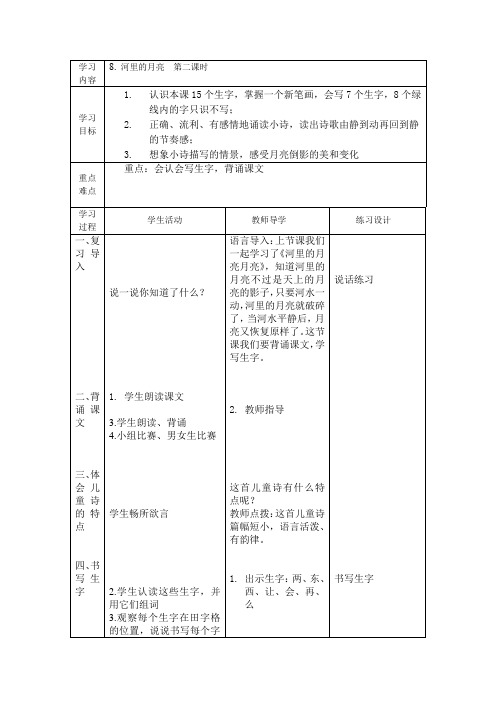 苏教版一年级语文上册河里的月亮第二课时