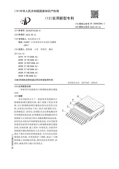 一种新型环氧树脂步行桥钢桥面薄层铺装结构[实用新型专利]