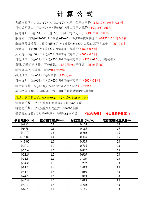 风口及有关计算公式100401