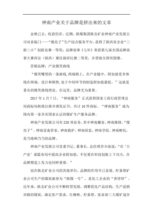 神南产业关于品牌是拼出来的文章