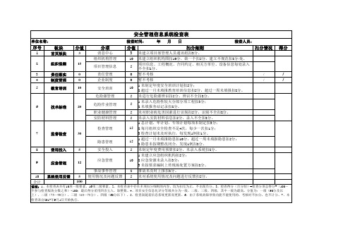 安全管理信息系统检查表