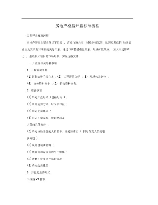房地产楼盘开盘标准流程