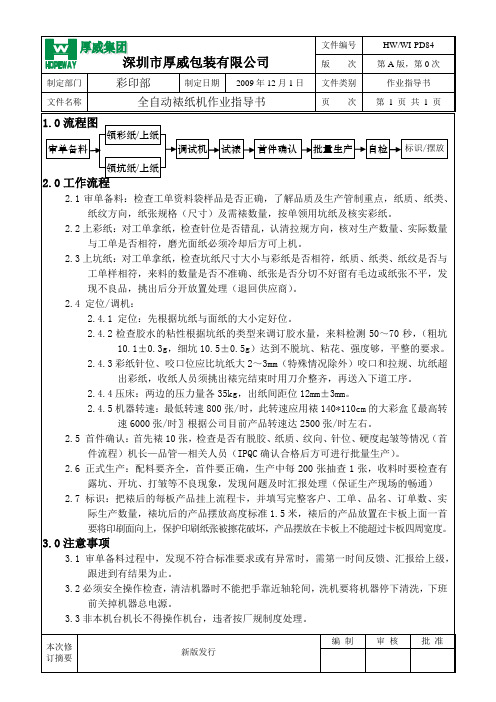 HWWI-PD84 A0 全自动裱纸机作业指导