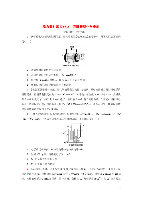 _新教材高中化学能力练习7突破新型化学电池含解析新人教版选择性必修