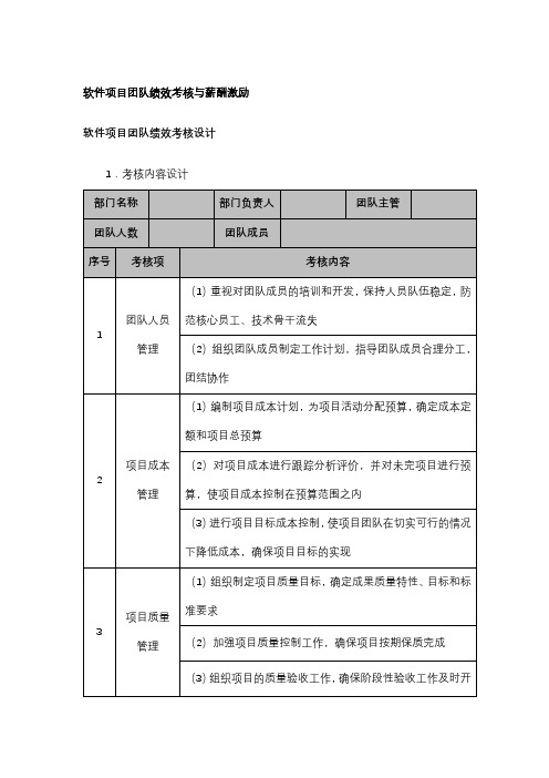 软件项目团队绩效考核设计与薪酬激励设计