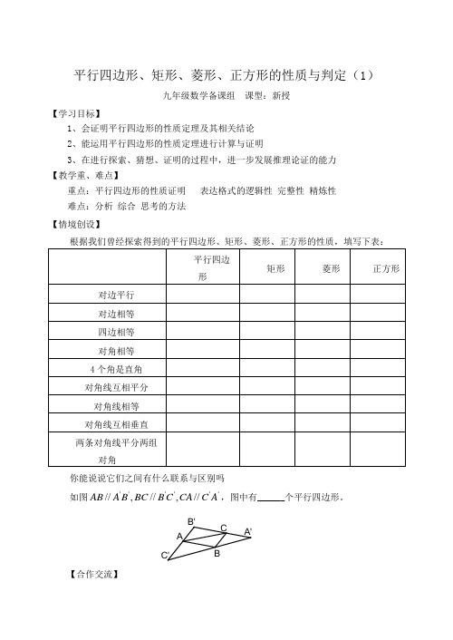 平行四边形矩形菱形正方形的性质与判定