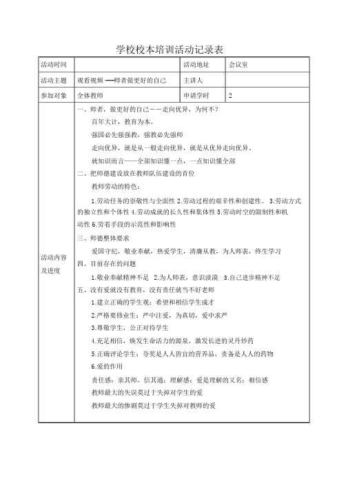 中小学学校校本培训活动记录表.doc