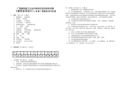 《建筑装饰设计》(B卷)答案及评分标准