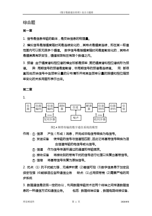 数字数据通信原理 综合题答案 仅限安徽邮电2011级大一学子参考使用