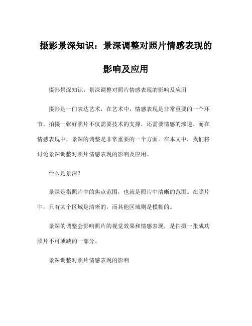 摄影景深知识：景深调整对照片情感表现的影响及应用