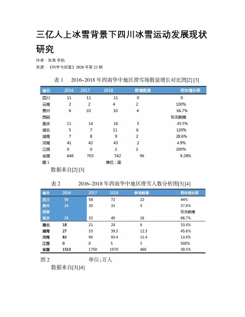 三亿人上冰雪背景下四川冰雪运动发展现状研究