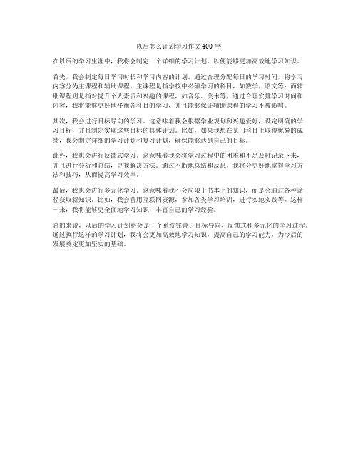 以后怎么计划学习作文400字