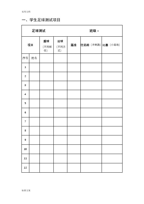 小学生教育足球测试项目