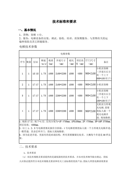 技术标准和要求