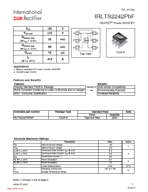 IRLTS2242TRPBF;中文规格书,Datasheet资料