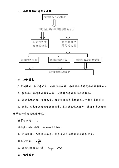 沪科《运动的世界》复习教案