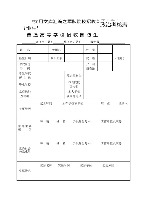 实用文库汇编之政治考核表