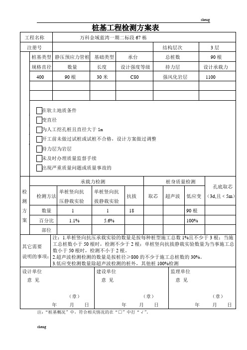 桩基工程检测实施方案表{项目}