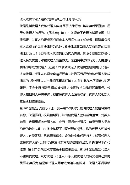 法人或者非法人组织对执行其工作任务的人员