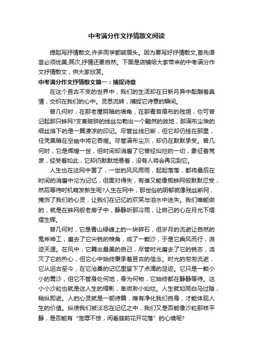 中考满分作文抒情散文阅读