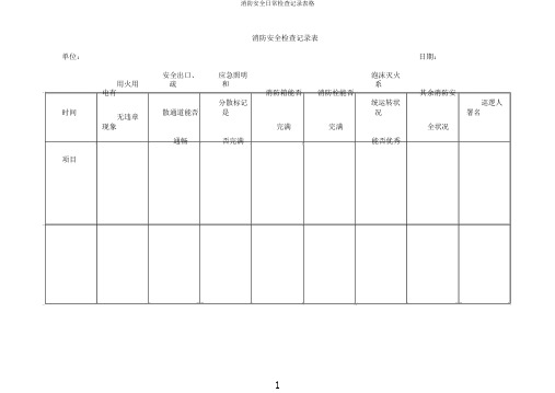 消防安全日常检查记录表格