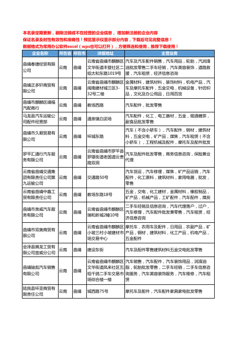 新版云南省曲靖汽车配件批发工商企业公司商家名录名单联系方式大全44家