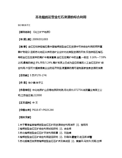 苏北榴辉岩型金红石资源的综合利用