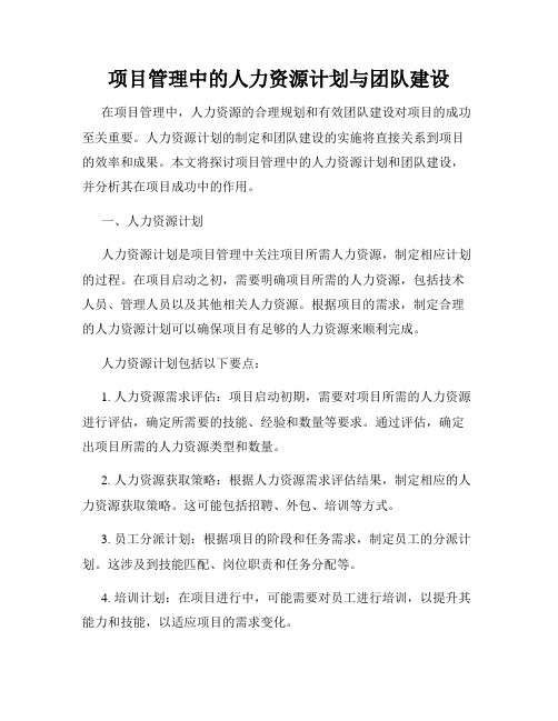 项目管理中的人力资源计划与团队建设