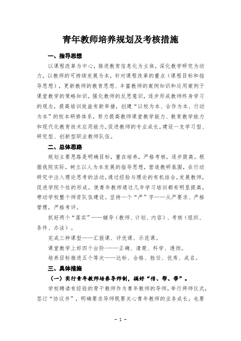 青年教师培养规划及考核措施