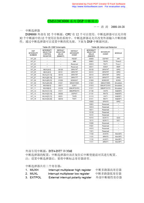 DSP6000中断概述_2