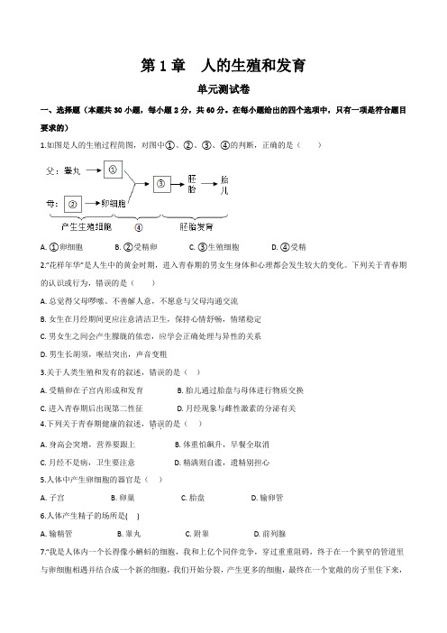 单元复习【苏教版】人的生殖和发育(测试卷)(附解析版)